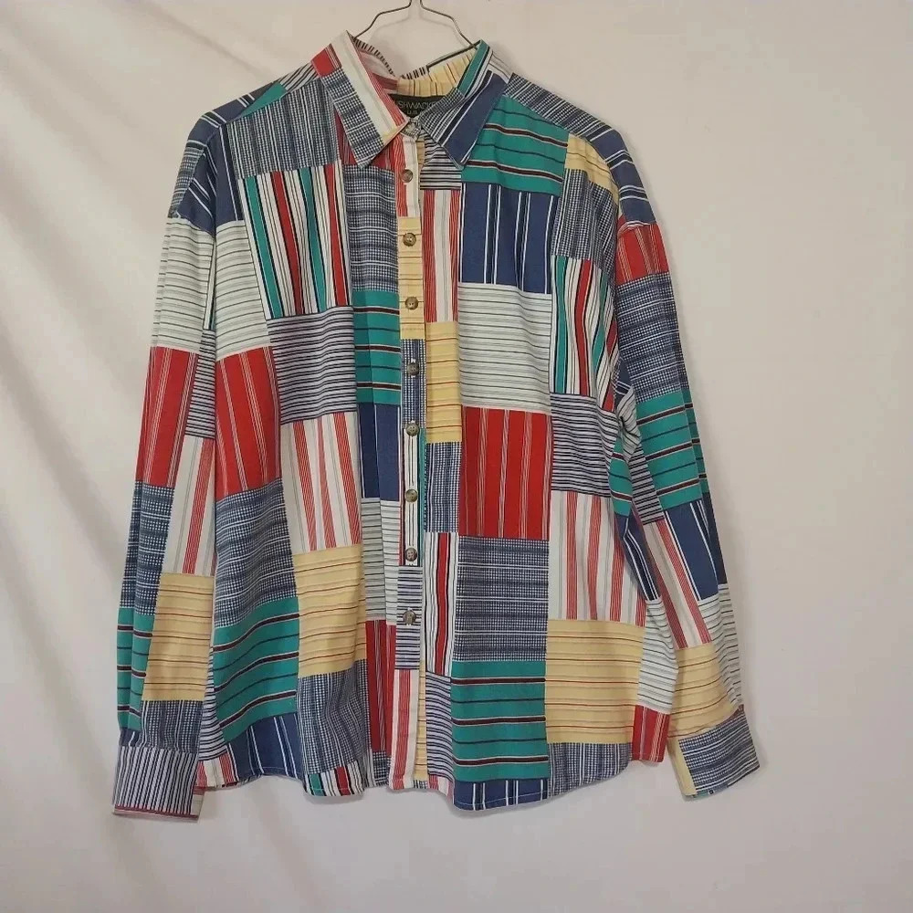Bushwacker Vintage Patchwork Print Shirt, Size L